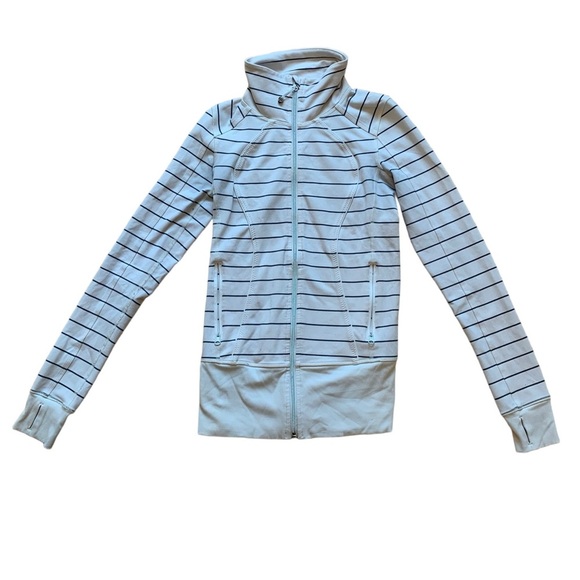 Lululemon Striped Full Zip Jacket | Off White & Black Stripes - Picture 1 of 10